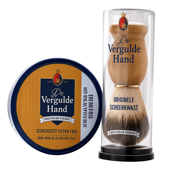 De Vergulde Hand Barber Soap Extra Fris 75g and Original Shaving Brush Combo