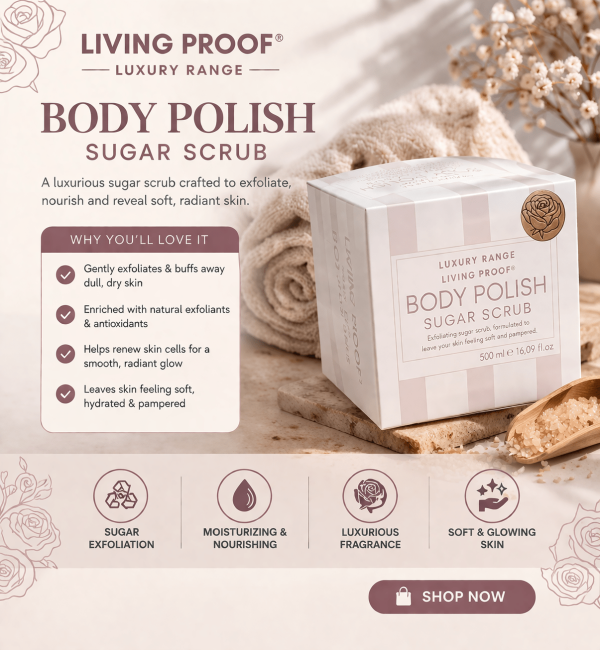 Living Proof Luxury Range Body Polish Sugar Scrub Rose 500ml