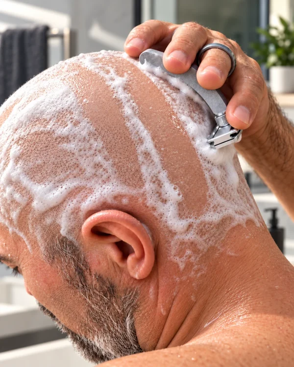 Head Shaving Razor with Henson Head & Finger-Ring Handle
